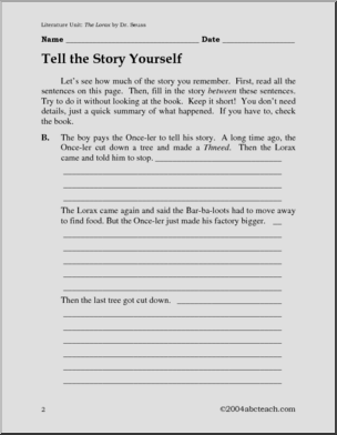 Dr. Seuss’ The Lorax (primary/elem) Book