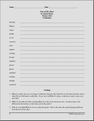 Out of the Dust (middle school) Book