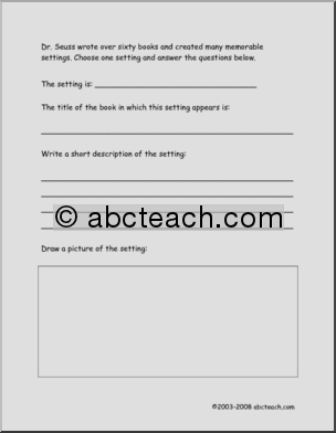 Dr. Seuss Settings (primary/elem) Book Report Form