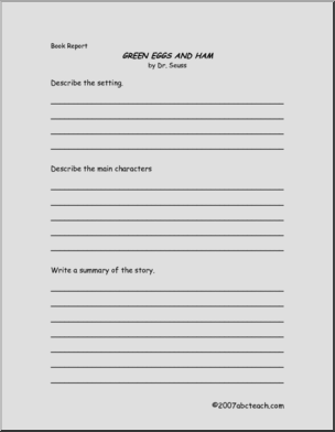 Green Eggs and Ham Book Report