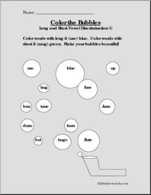 U Vowel Sounds in Bubbles
