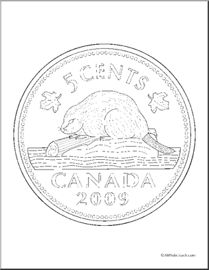 Money – Canadian Nickel Coloring Page