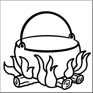 Clip Art: Western Theme: Campfire B&W