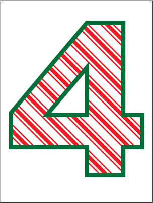 Clip Art: Number Set 4: Candy Cane 04 Color