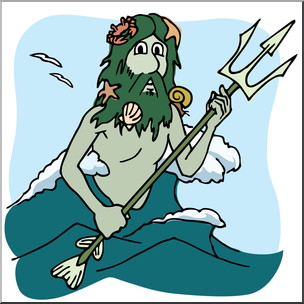 Clip Art: Cartoon Poseidon Color