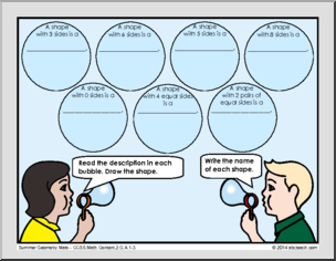 Geometry – Summer Theme (grade 2) Math Mats