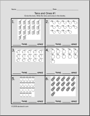 Circle the Tens 1 (primary/elem) Math Worksheet