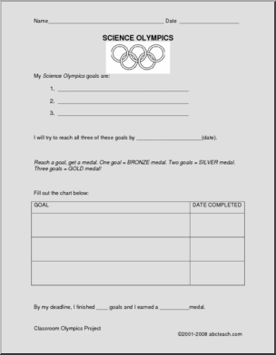 Classroom Olympics: My SCIENCE Goals