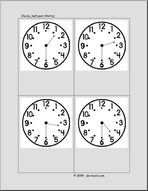 Telling Time – half past Flashcards