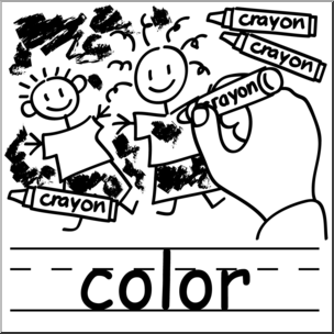 Clip Art: Basic Words: Color B&W Labeled