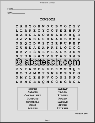 Word Search: Cowboys