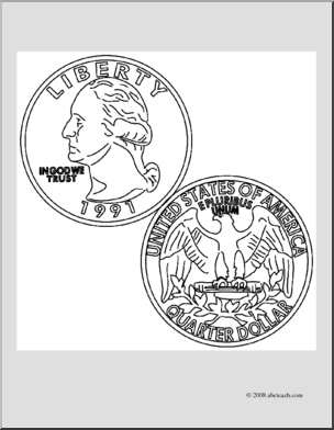 Clip Art: Quarter (coloring page)