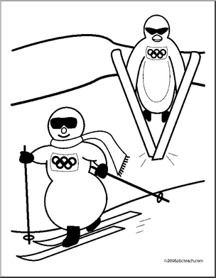 Coloring Page: Olympics –  Nordic Skiing (cute)