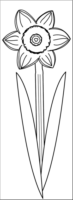Clip Art: Daffodil Single B&W