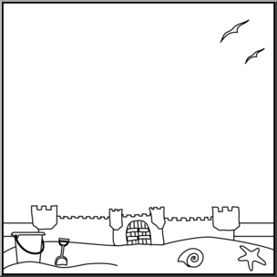 Clip Art: DYO Sand Castle B&W