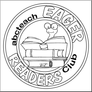 Clip Art: Eager Readers Club Logo 2 B&W