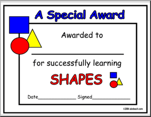 Certificate: Learning shapes (preschool)