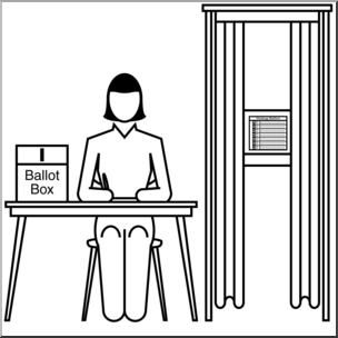 Clip Art: People: Election Worker B&W