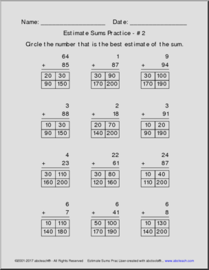 Estimate Sums Practice Pack