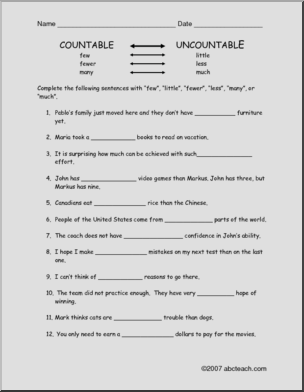 Worksheet: Adjectives of Quantity (ESL)