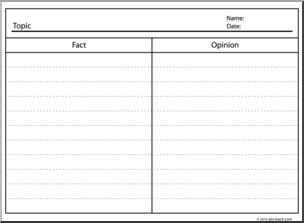 Clip Art: Fact and Opinion Chart Landscape B&W