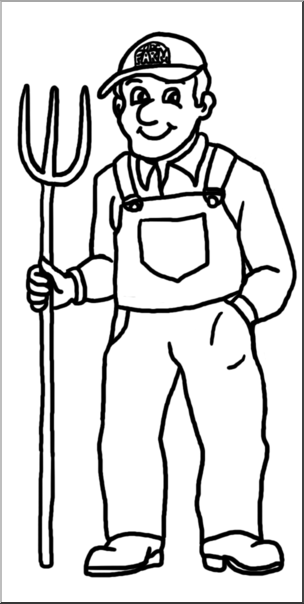 Clip Art: Farmer B&W