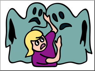 Clip Art: Basic Words: Fear Color Unlabeled