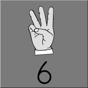 Clip Art: Fingerspell 06 Grayscale