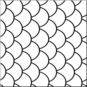 Clip Art: Tile Pattern: Fish Scales B&W