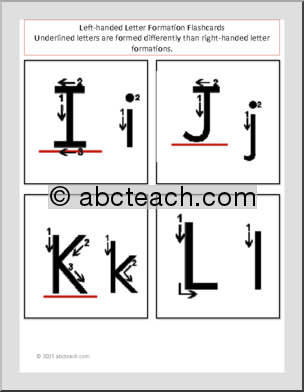Flashcards: Manuscript Letters with Arrows (Left-Handed)