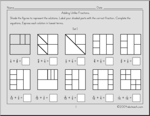 Fraction Addition (unlike) 1 Worksheet