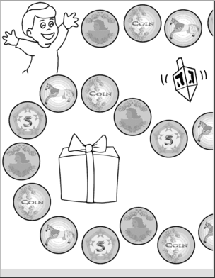 Game Board: Hanukkah (30 spaces; b/w version)
