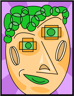 Clip Art: Abstract Portraits: Geometric Face Color