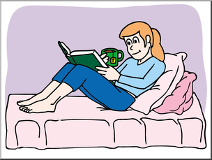 Clip Art: Kids: Girl Reading Color