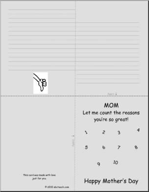 Greeting Cards: Mother’s Day Reasons (foldable) (k-1)