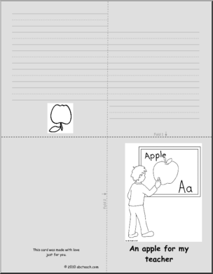 Greeting Card: Apple for Teacher (foldable) (k-1)