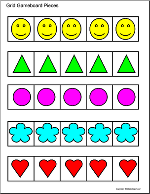 Shapes and 5 x 5 (primary) -alpha Grid Game
