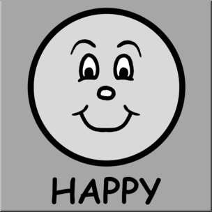 Clip Art: English: Happy Grayscale