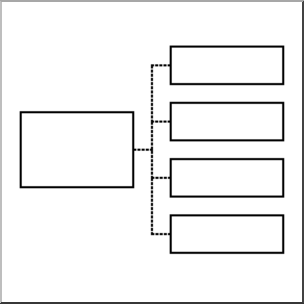 Clip Art: Hierarchical Organizer 2 Levels x 4 B&W Unlabeled
