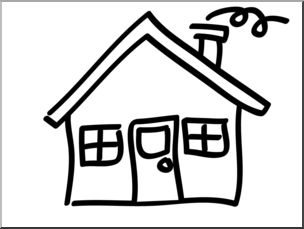 Clip Art: Basic Words: House B&W Unlabeled