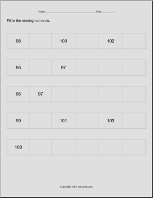 Hundred – Fill in the missing numerals