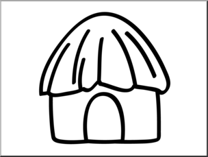 Clip Art: Basic Words: Hut B&W Unlabeled