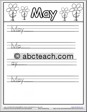 Handwriting Packet: May – ZB-Style Font Manuscript