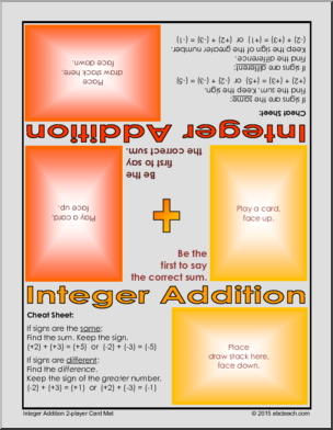Integer Addition Card Mat (2-player) Math Game