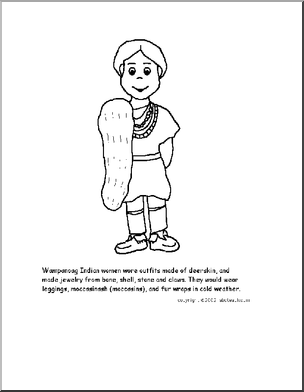 Coloring Page: Thanksgiving – Wampanoag Woman