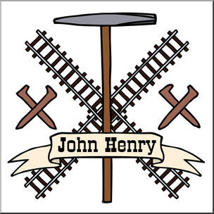 Clip Art: US Folklore: John Henry Color 2