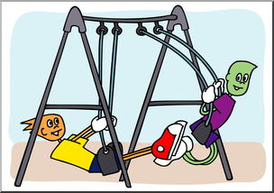 Clip Art: Cartoon School Scene: Playground 03 Color