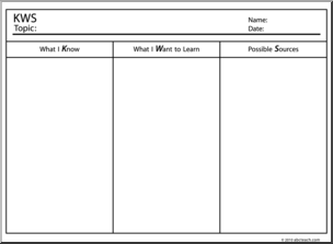 Clip Art: KWS Organizer 1 Landscape B&W
