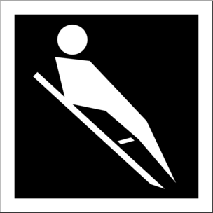 Clip Art: Winter Olympics Event Icon: Luge B&W