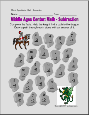 Medieval Subtraction (primary/elem) Clip Art